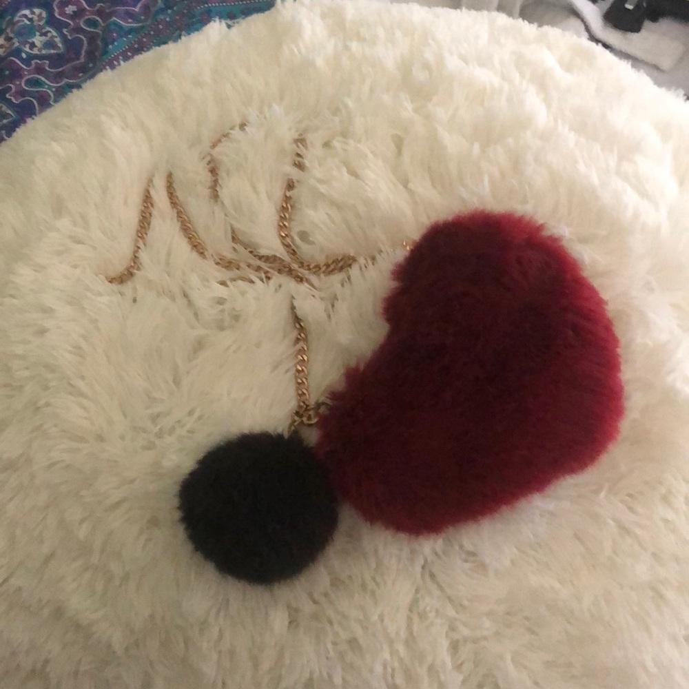 Topshop fluffy heart purse